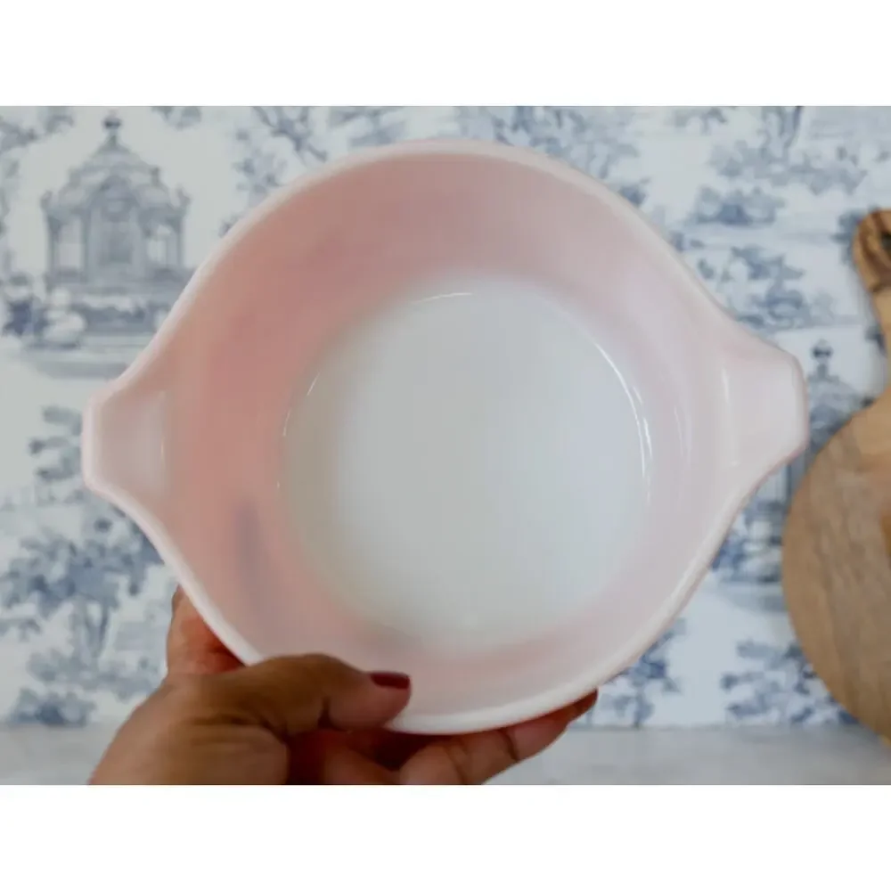 Vintage Pyrex Pink Gooseberry Cinderella Casserole Dish Bowl 471 473 and 1 Lid